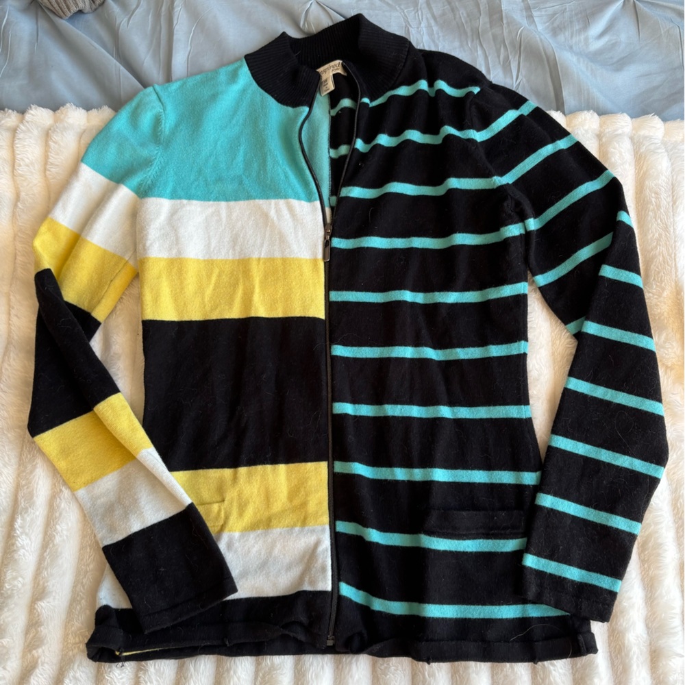 Striped Black and Multicolor Cardigan